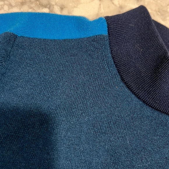 Tori Burch Color Block Short Sleeve Mock Neck 100% Cashmere Sweater - Picture 14 of 16